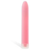 The Adam & Eve Velvet Kiss Vibrator - Pink is a 15.2 cm cylindrical massager with a rounded tip, featuring seamless, ergonomic design and waterproof build. Its base has a translucent band for multi-speed vibration control, standing upright against a plain white background.