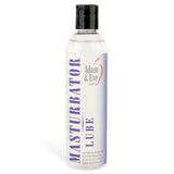 The Adam & Eve Masturbator Lube in a 237 ml clear bottle offers smoothness with its water-based formula, ideal for male toys and strokers. The purple and red labels emphasize its condom-compatibility, while the black cap keeps it secure.