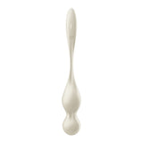 The Satisfyer Love Birds 1 is a white USB-rechargeable pelvic floor trainer that resembles a spoon with an elegant, glossy finish. Featuring a vibrating kegel ball design, its bulbous ends and slim midsection provide targeted G-spot stimulation and modern wellness with app control.