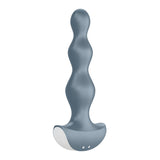 The Satisfyer Lolli-Plug 2 - Gray Vibrating Anal Beads is a gray silicone teardrop-shaped massager featuring three progressively larger bulbous sections and a curved ergonomic base for ultimate pleasure and easy handling.