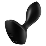 The ergonomic Satisfyer Backdoor Lover combines aesthetics and functionality. Crafted from body-friendly silicone, its black tapered design comes with a flared base featuring two metallic circles and a central button—a ideal choice for an enhanced vibrating experience.