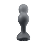 The Satisfyer Deep Diver is a black silicone vibrating plug with app control. It features a dual-bulb hourglass design and flared base for ergonomic handling and comfort, suitable for intimate use.