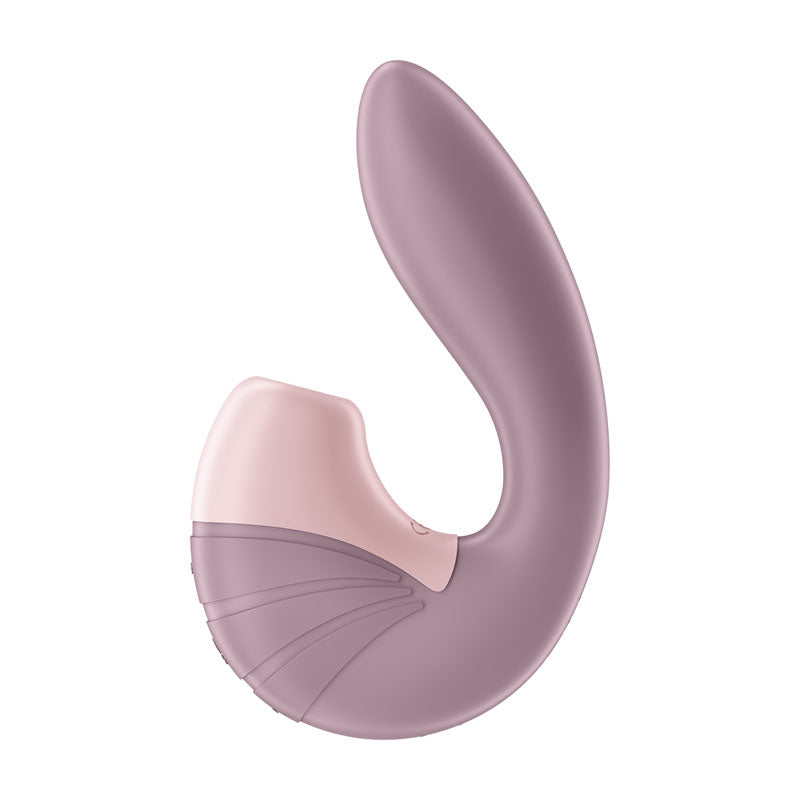 The Satisfyer Supernova - Old Rose offers a sleek, modern air-pulse design in soft mauve with ergonomic curves. Its flexible shaft and contrasting light pink section create a stylish two-tone effect. Made from body-safe silicone, it ensures comfort and ease of use. USB rechargeable for convenience.