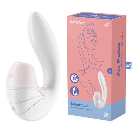 Buy Satisfyer Supernova - White USB Rechargeable Vibrator with Air Pulsation at NZ’s Mega Adult Toys Store. Discover premium sex toys with discreet shipping at the best price in NZ