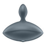 The Satisfyer Booty Absolute Beginners 4 is a sleek, dark gray silicone anal toy featuring a teardrop-shaped top and wide, rounded base. With its smooth, matte finish and symmetrical design, it resembles a modern spinning top or abstract sculpture.