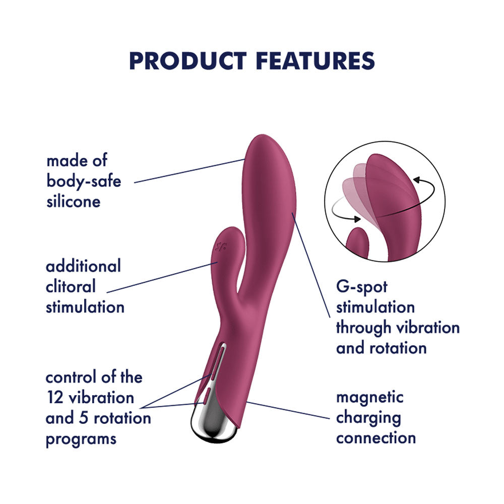 Buy Satisfyer Spinning Rabbit 1 - Red - Red 20 cm USB Rechargeable Rotating Rabbit Vibrator at NZ’s Mega Adult Toys Store. Discover premium sex toys with discreet shipping at the best price in NZ