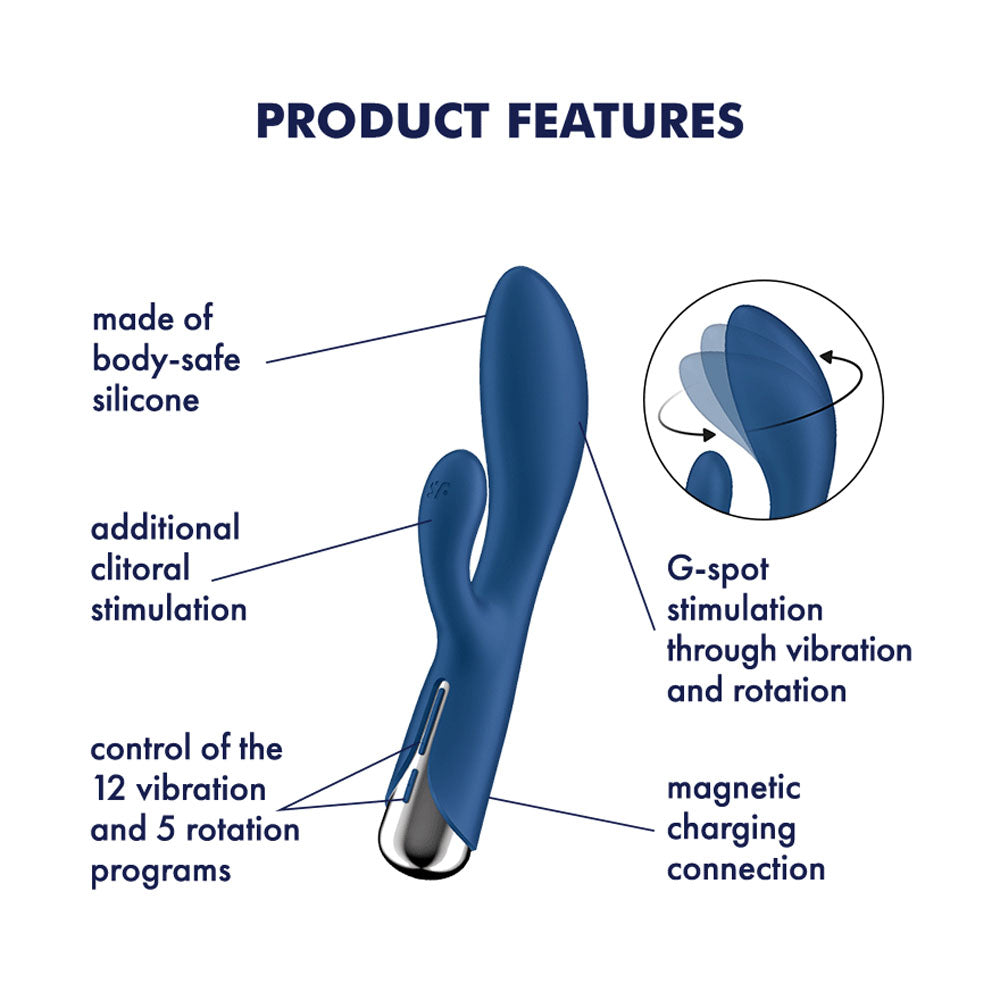 Buy Satisfyer Spinning Rabbit 1 - Blue - Blue 20 cm USB Rechargeable Rotating Rabbit Vibrator at NZ’s Mega Adult Toys Store. Discover premium sex toys with discreet shipping at the best price in NZ