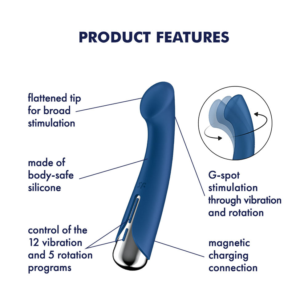 Buy Satisfyer Spinning G - Spot 1 - Blue - Blue 16.5 cm USB Rechargeable Rotating Vibrator at NZ’s Mega Adult Toys Store. Discover premium sex toys with discreet shipping at the best price in NZ