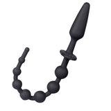 The Maia SORRA - Black Anal Plug with Beads is made of medical-grade silicone. It features incrementally larger black beads in a curved sequence, ending with a tapered tip. The smooth surface and retrieval ring ensure comfort and ease of use.