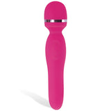 The Adam & Eve Intimate Curves Wand is a sleek, modern silicone massager with a rounded head and ergonomic handle in pink. It features an elegant metallic silver band near the top and a subtle embossed pattern, combining style with efficiency. USB rechargeable for added convenience.