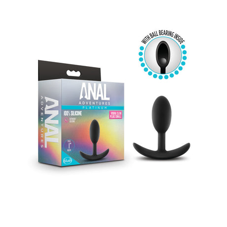 Buy Anal Adventures Platinum Vibra Slim Plug - Black 8.9 cm Small Butt Plug with Internal Ball at NZ’s Mega Adult Toys Store. Discover premium sex toys with discreet shipping at the best price in NZ