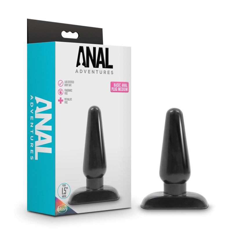 Buy Anal Adventures Basic Anal Plug - Medium - Black 12 cm Butt Plug at NZ’s Mega Adult Toys Store. Discover premium sex toys with discreet shipping at the best price in NZ