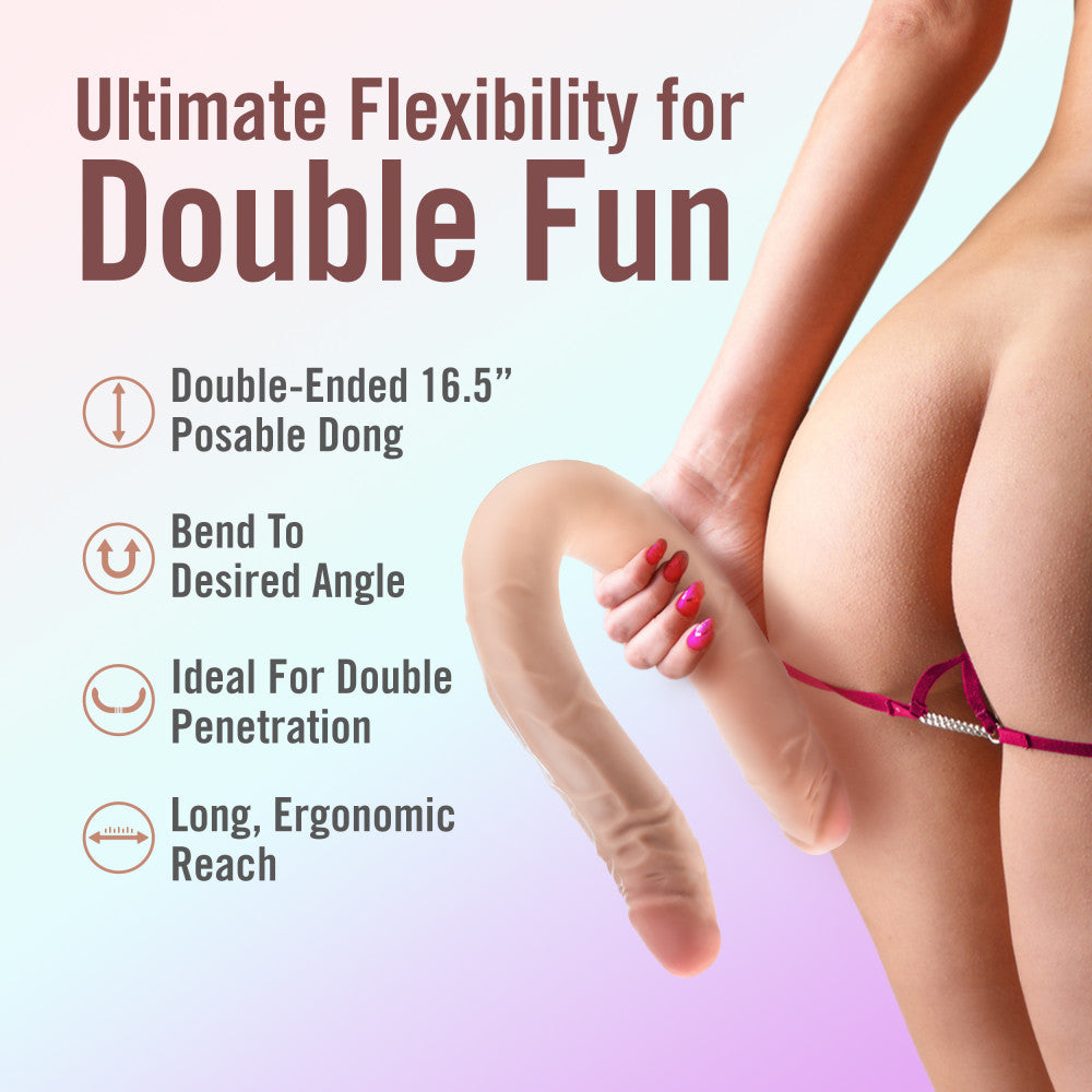 Buy Dr. Skin Plus 16.5'' Posable Double Dong - Flesh 42 cm Double Dong at NZ’s Mega Adult Toys Store. Discover premium sex toys with discreet shipping at the best price in NZ