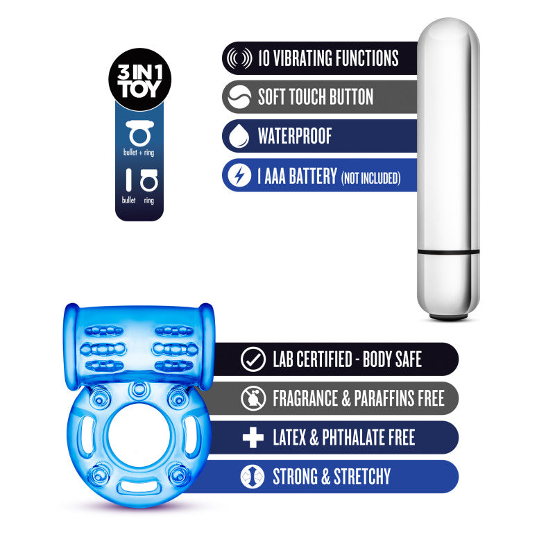 Buy Stay Hard 10 - Function Vibrating Bull Ring - Blue Vibrating Cock Ring at NZ’s Mega Adult Toys Store. Discover premium sex toys with discreet shipping at the best price in NZ