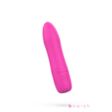 The Bcute Infinite Heat Classic in Sunset Pink is a sleek, pink vibrator with a smooth, curved silicone design. It has a power button near the base and bswish etched above it. Set against a white background, its vibrant color is highlighted, with bswish in pink text below.