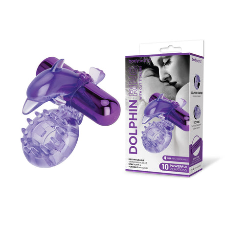 Buy Bodywand Rechargeable Dolphin Ring with Clit Ticklers - Purple USB Rechargeable Vibrating Cock Ring at NZ’s Mega Adult Toys Store. Discover premium sex toys with discreet shipping at the best price in NZ