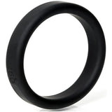 The Boneyard Silicone Ring 50mm - Black Cock Ring features a sleek black matte finish and is showcased on a white background. As part of our exclusive collection, it has 50 imprinted subtly on its side and offers comfort with its 3x-stretch, rounded, seamless design.