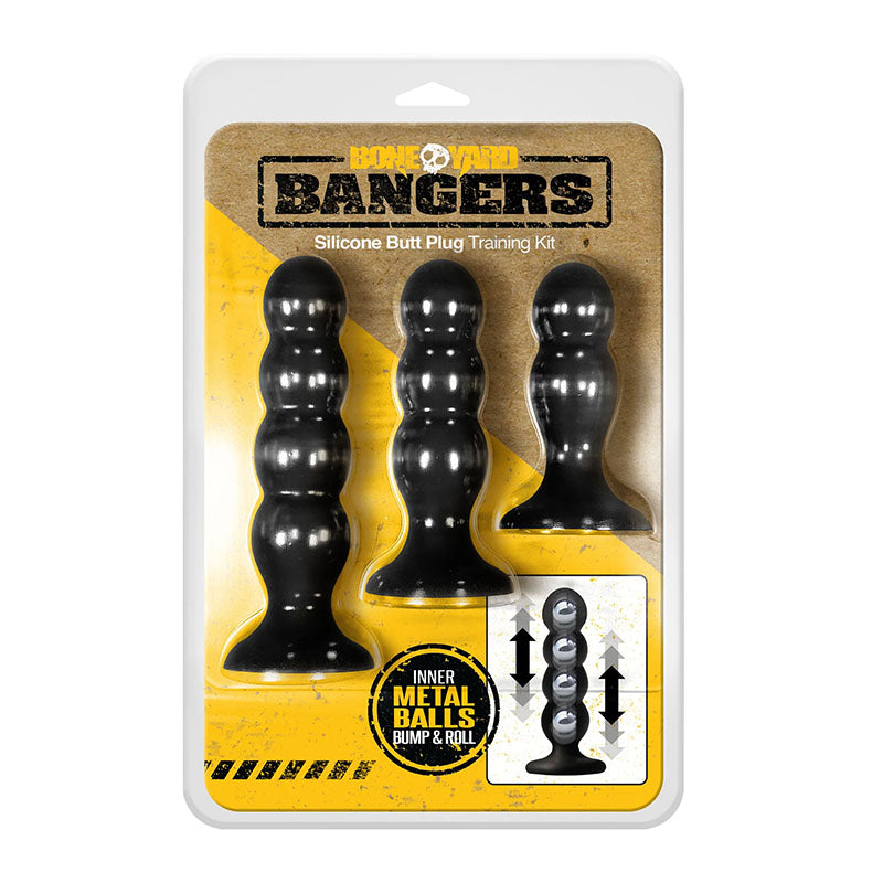 Buy Boneyard Bangers - Black Silicone Butt Plug Training Kit at NZ’s Mega Adult Toys Store. Discover premium sex toys with discreet shipping at the best price in NZ