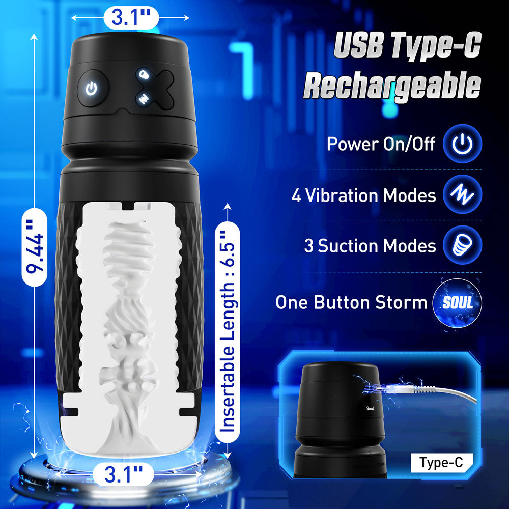 Buy CyberSkin B - Warrior - Black USB Rechargeable Sucking & Vibrating Auto Masturbator at NZ’s Mega Adult Toys Store. Discover premium sex toys with discreet shipping at the best price in NZ