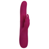 The Adam & Eve Eves Twirling Rabbit Thruster is a 24.1 cm USB rechargeable purple silicone rabbit vibrator with a main shaft and flexible clitoral arm. It features textured buttons for power and function control, and its smooth matte finish ensures ergonomic handling.