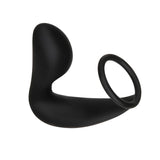 The Adam & Eve Adams Rechargeable Prostate Pleaser & C-Ring is a black silicone device designed for precise P-spot stimulation with a curved, ergonomic shape. It includes an attached C-ring for easy handling and dual functionality. Its smooth surface ensures comfort and ease of use.