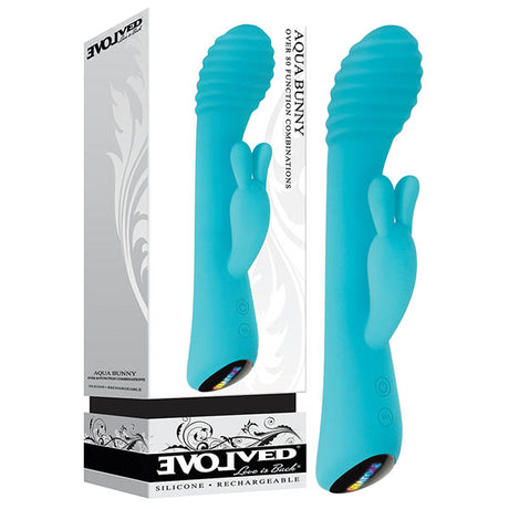 Buy Evolved Aqua Bunny - Blue 21.3 cm (8.4'') USB Rechargeable Rabbit Vibrator at NZ’s Mega Adult Toys Store. Discover premium sex toys with discreet shipping at the best price in NZ