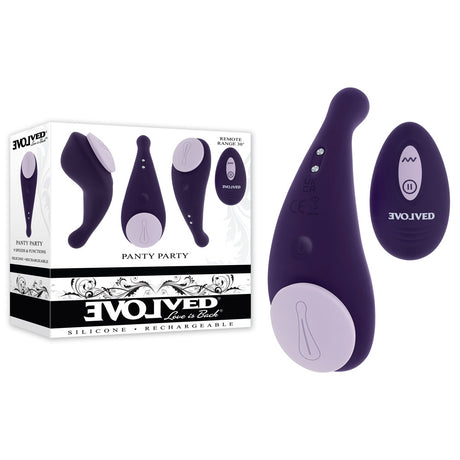 Buy Evolved PANTY PARTY - Purple USB Rechargeable Panty Vibrator with Remote Control at NZ’s Mega Adult Toys Store. Discover premium sex toys with discreet shipping at the best price in NZ