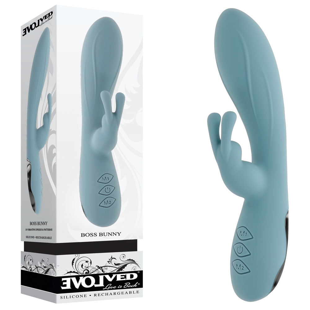 Buy Evolved BOSS BUNNY - Baby Blue 20.1 cm USB Rechargeable Rabbit Vibrator at NZ’s Mega Adult Toys Store. Discover premium sex toys with discreet shipping at the best price in NZ