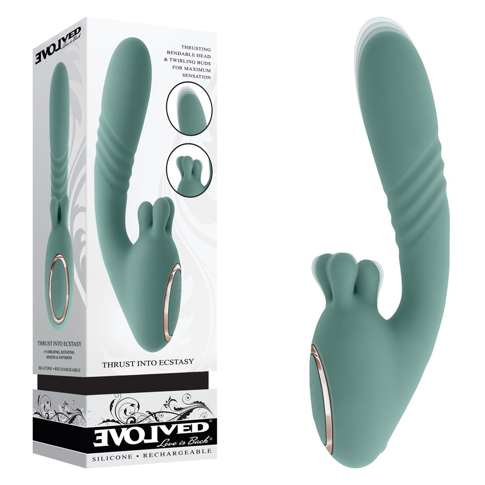 Buy Evolved THRUST INTO ECSTASY - Green 21 cm USB Rechargeable Thrusting & Rotating Vibrator at NZ’s Mega Adult Toys Store. Discover premium sex toys with discreet shipping at the best price in NZ