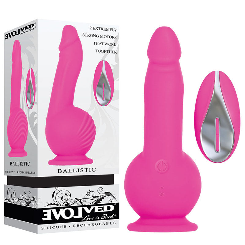 Buy Evolved Ballistic - Pink 19 cm USB Rechargeable Vibrating Dong with Balls Motor & Remote at NZ’s Mega Adult Toys Store. Discover premium sex toys with discreet shipping at the best price in NZ