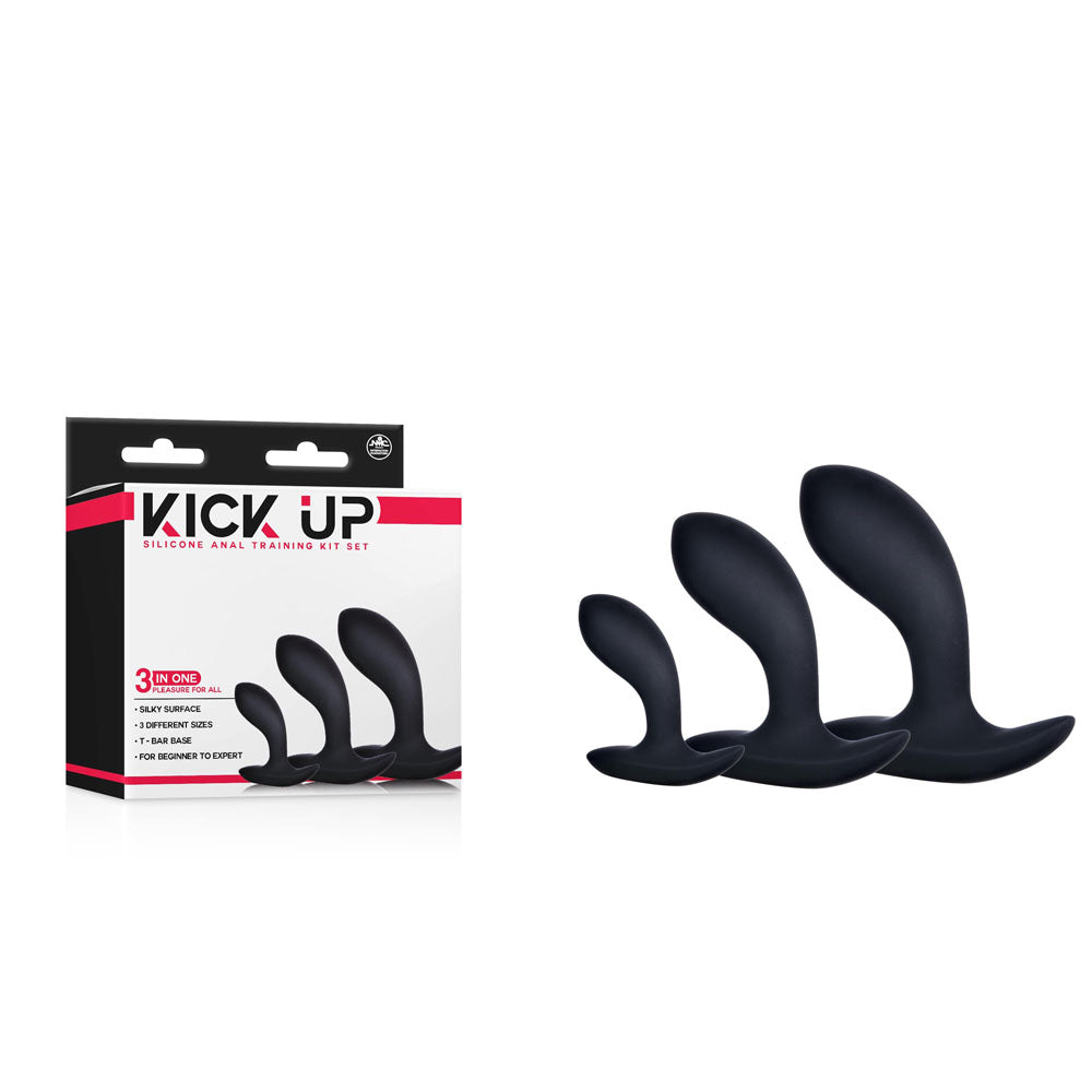 Buy Kick Up Anal Trainer Set - Black Butt Plugs - Set of 3 Sizes at NZ’s Mega Adult Toys Store. Discover premium sex toys with discreet shipping at the best price in NZ