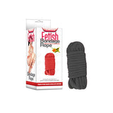 The Fetish Bondage Rope packaging displays a black rope coil, featuring illustrations of rope bondage. It confirms the ropes 10-meter length, made of high-quality cotton for durability and skin friendliness. The Lovetoy brand is prominently shown.