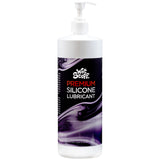 The Wet Stuff Premium Silicone Lubricant comes in a 990g white plastic pump bottle, offering sensuous glide. Its black label with white and orange text features a dark purple liquid swirl design. This intimate, condom-compatible lubricant is perfect for enhanced experiences.