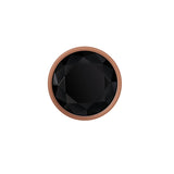 The Gender X GOLD DIGGER Large is a round, rose gold butt plug featuring a glossy black gemstone base. Its simple, elegant design on a plain white background beautifully contrasts the dark gemstone against its surroundings.