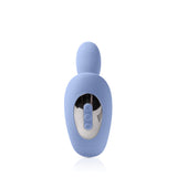 The JimmyJane Pulsus P-Spot is a blue handheld massager with a rounded top, featuring a silver control panel with three symbol-labeled buttons. Designed for P-spot vibration, Jimmyjane is engraved on the sleek device, set against a white background.