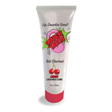 A white tube labeled Smack Tarts with a cartoon mouth and explosive design offers a Sour Cherry experience. It reads Sour Cherry Flavoured Lubricant, with cherry illustrations. The 120 ml tube includes a red cap for the ultimate flavored lubricant experience.