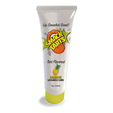 A white tube of Smack Tarts - Sour Pineapple tart-flavored, water-based lubricant has red lips and a yellow burst design with Lip Smackin Good! and PINEAPPLE LICKABLE LUBE text above a pineapple image. The tube size is 120 ml (4 oz).