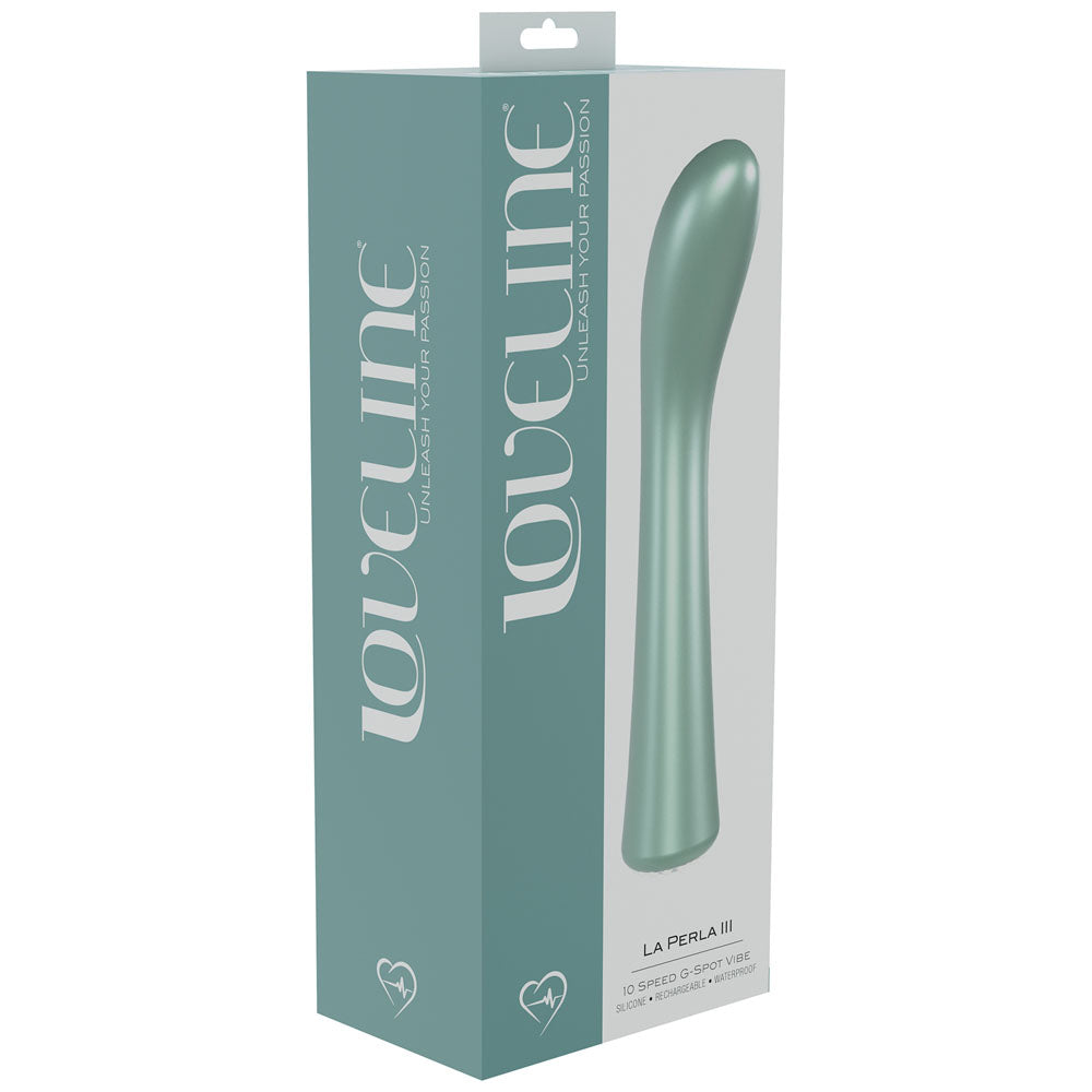 Buy LOVELINE La Perla III - Green - Pearlescent Green 19.2 cm USB Rechargeable Vibrator at NZ’s Mega Adult Toys Store. Discover premium sex toys with discreet shipping at the best price in NZ