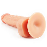 The Ultra Soft Dude - Flesh 20.3 cm (8) Dong is a realistic, flesh-colored silicone dildo with an ultra-soft texture. It features a detailed, lifelike surface and a flexible yet sturdy suction cup base for secure attachment on various surfaces.