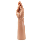 The King Sized 13.5 Realistic Magic Hand Dildo in a light skin tone is crafted from phthalate-free PVC, featuring detailed textures and a chefs kiss hand gesture, making it ideal for realistic play by capturing every nuance of the wrist and fingers.