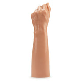 The King Sized 12 Realistic Bitch Fist - Flesh simulates a human forearm made of phthalate-free, lifelike material with a partially clenched fist, featuring realistic texture, color, and intricate creases for an advanced fisting experience.