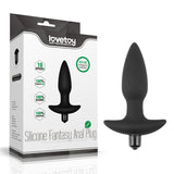 The Anal Indulgence Collection Silicone Fantasy Anal Plug - Black 14.5 cm features a tapered design, flared base, and offers 10 speeds of vibration with luxurious 100% silicone. Packaged under the lovetoy brand, this sleek, modern anal vibrator promises a premier vibrating experience.