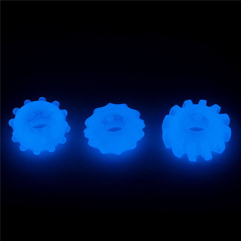 Buy Lumino Play Penis Rings 3 Pack - Glow in the Dark Blue Cock Rings - Set of 3 at NZ’s Mega Adult Toys Store. Discover premium sex toys with discreet shipping at the best price in NZ