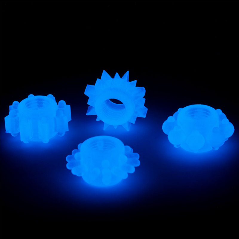 Buy Lumino Play Penis Rings 4 Pack - Glow in the Dark Blue Cock Rings - Set of 4 at NZ’s Mega Adult Toys Store. Discover premium sex toys with discreet shipping at the best price in NZ