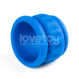 The Pinnacle Pro Twin Flex is a blue, ultra-flexible adult toy made of body-safe silicone with a cylindrical, ribbed design. Its smooth, round edges proudly display the brand lovetoy and tagline just fun for adults, making it perfect for personal use.