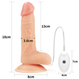 Ingen Vibrating Easy Strap-On Set features a realistic flesh dildo with veins and a pink tip, 13cm insertable length, and 18cm total height. It has a 3.6cm diameter and an 8cm base for easy harness fitting. A white remote (7x4cm) with a power button connects via cord.