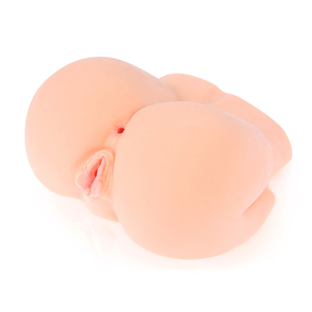 The Kokos Real Hip Juliana - Flesh Doggy Style Masturbator is a lifelike nude adult toy, molded to resemble buttocks and genitalia with realistic skin texture. Its smooth surface and detailed internal design offer premium, lifelike experiences against a plain white background.