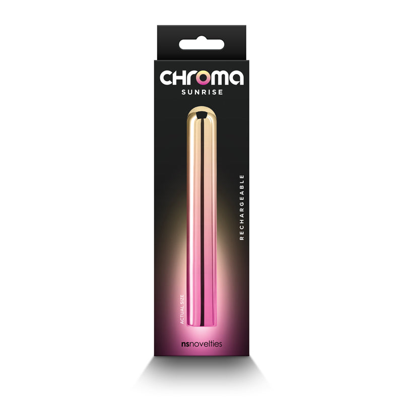 Buy Chroma Sunrise - Large - Metallic Pink/Gold 13.8 cm USB Rechargeable Vibrator at NZ’s Mega Adult Toys Store. Discover premium sex toys with discreet shipping at the best price in NZ