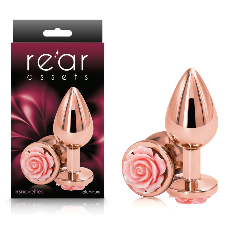 Buy Rear Assets Rose - Medium - Rose Gold 8.9 cm Metal Butt Plug with Pink Rose Base at NZ’s Mega Adult Toys Store. Discover premium sex toys with discreet shipping at the best price in NZ