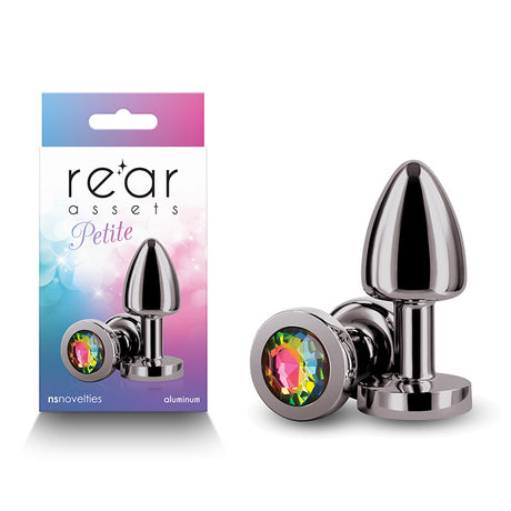 Buy Rear Assets Petite - Gunmetal with Rainbow Gem - Gunmetal 6 cm Metal Butt Plug with Rainbow Round Gem Base at NZ’s Mega Adult Toys Store. Discover premium sex toys with discreet shipping at the best price in NZ